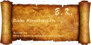 Baán Konstantin névjegykártya